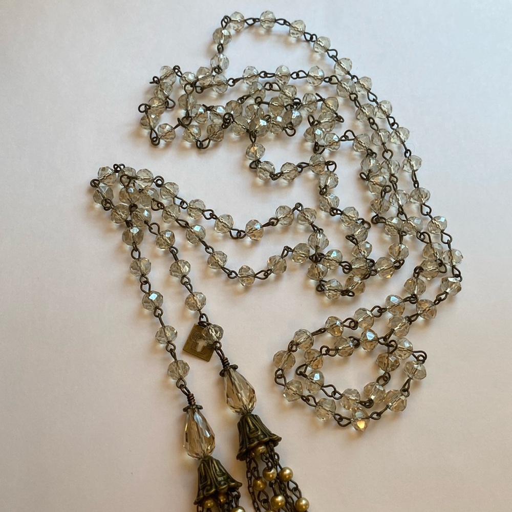 Czech glass + Swarovski Crystal cincture w/ traditional beaded tassels - Picture 3 of 16
